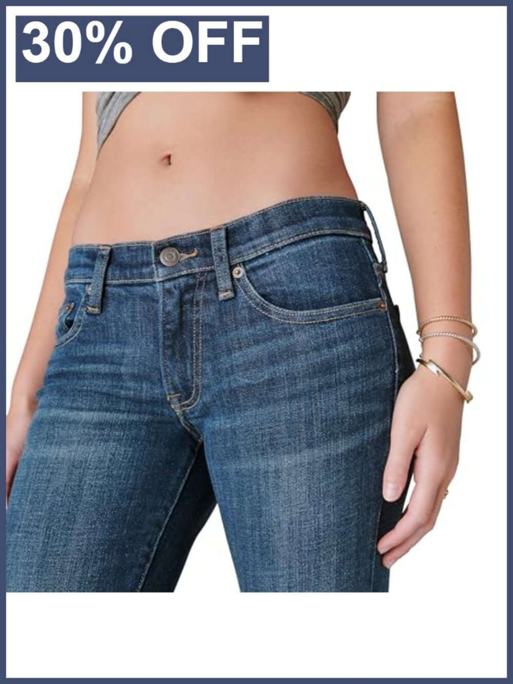 Mid Rise Easy Rider Bootcut Jean Button Closure Casual - Picture 5 of 6